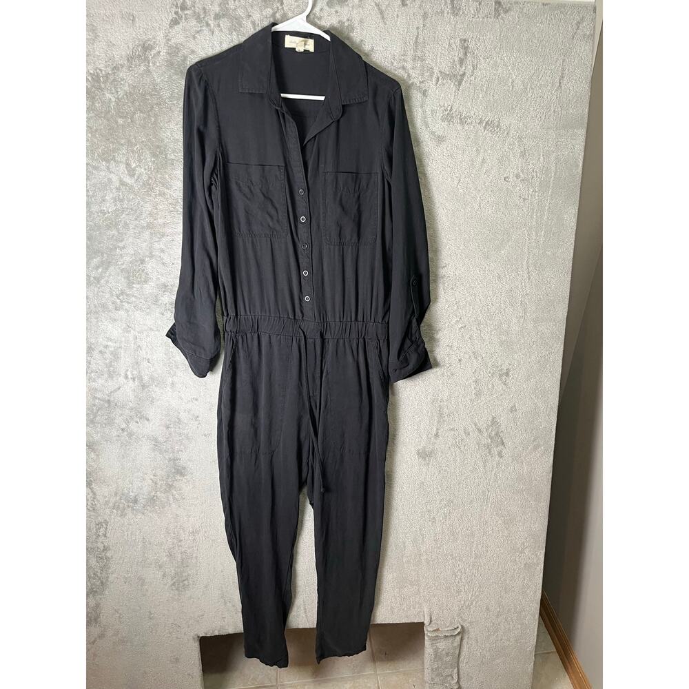 Cloth & Stone Black Utility Jumpsuit Relaxed Tencel Minimalist Casual Chic Small